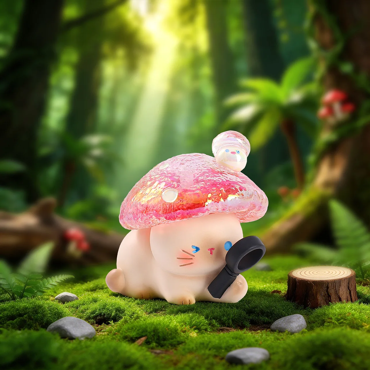 Mushroom Meow Blind Box Cute Cartoon Fantasy Forest Mushroom Cat Figurine Desktop Ornament Home Decoration Birthday Gift view 5