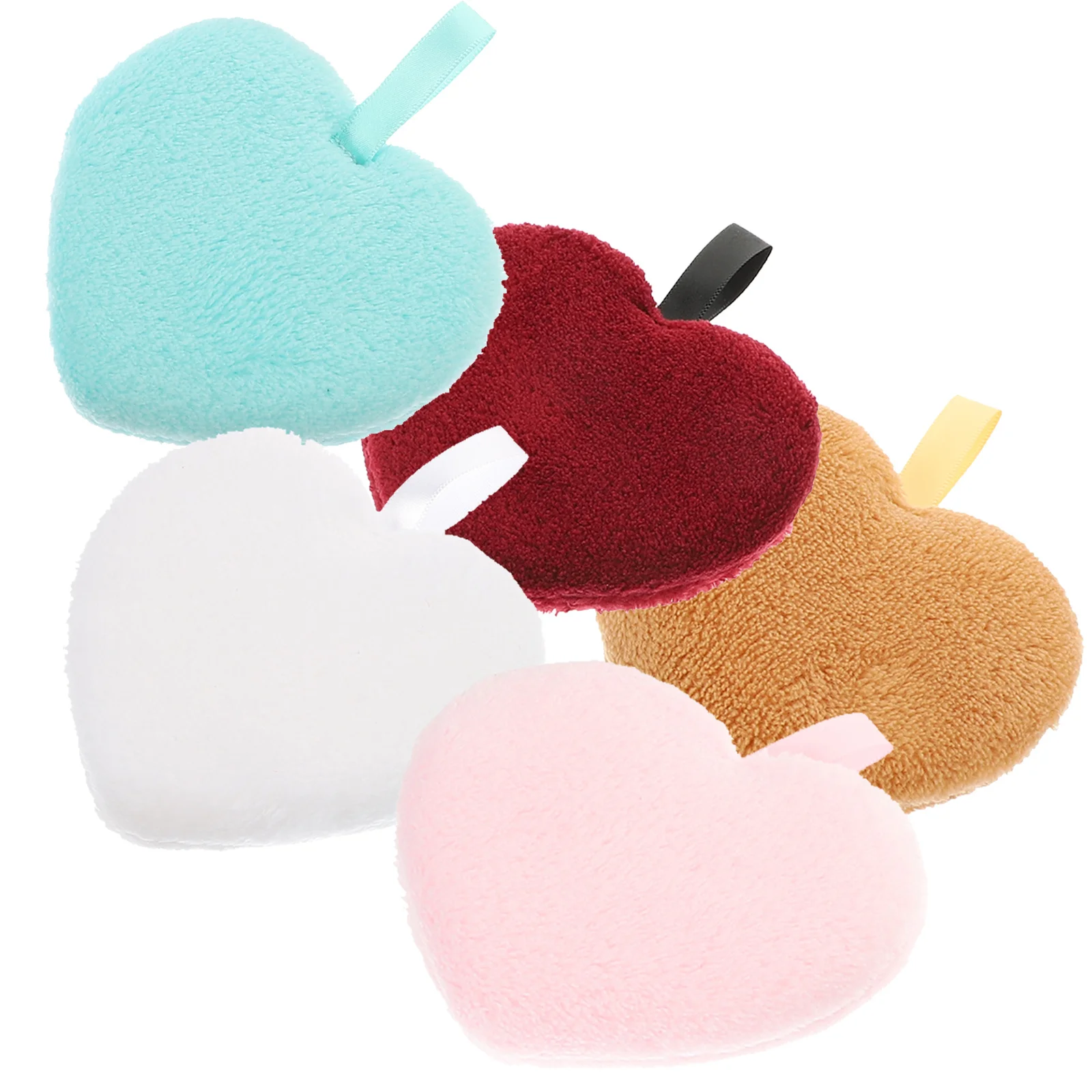 5 Stück herzförmige Puff-Gesichtsreinigungswerkzeuge, sanfte, waschbare Make-up-Entferner-Pads für die Tiefenreinigung von Poren und Toner