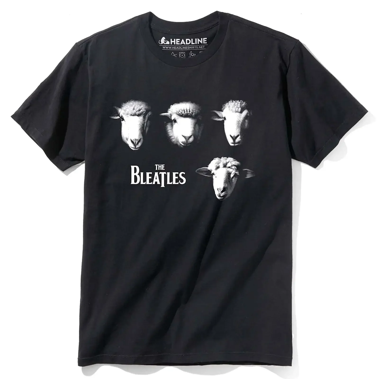 Men's The Bleatles Funny Fab 4 T Shirt Vintage Sheep Vinyl Album Pun Solid Threads vintage Washed Stretched Comfortable