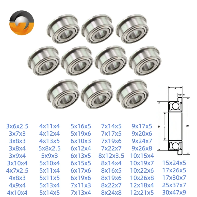 10pcs F682ZZ Small Bearing 2x5x2.3mm ABEC-7 Flange Ball Bearing MF115ZZ MF128ZZ MF126ZZ F604ZZ F608ZZ F695ZZ F6801ZZ F626ZZ