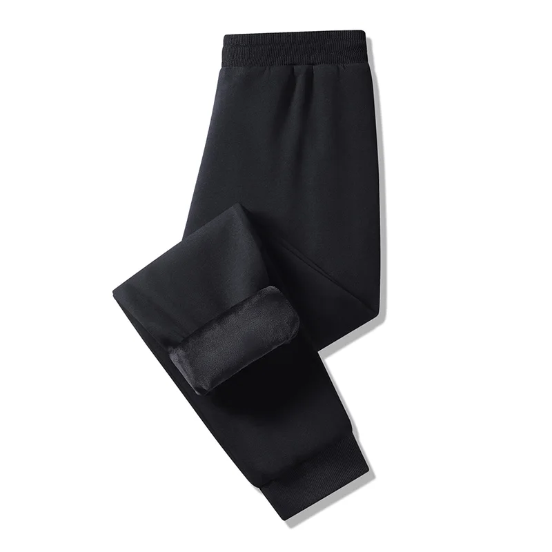 M-8XL Large Size Men's Casual Pants Autumn Winter Plus Velvet Thickened Loose Joggers Plus Size Solid Color Warm Sweatpants