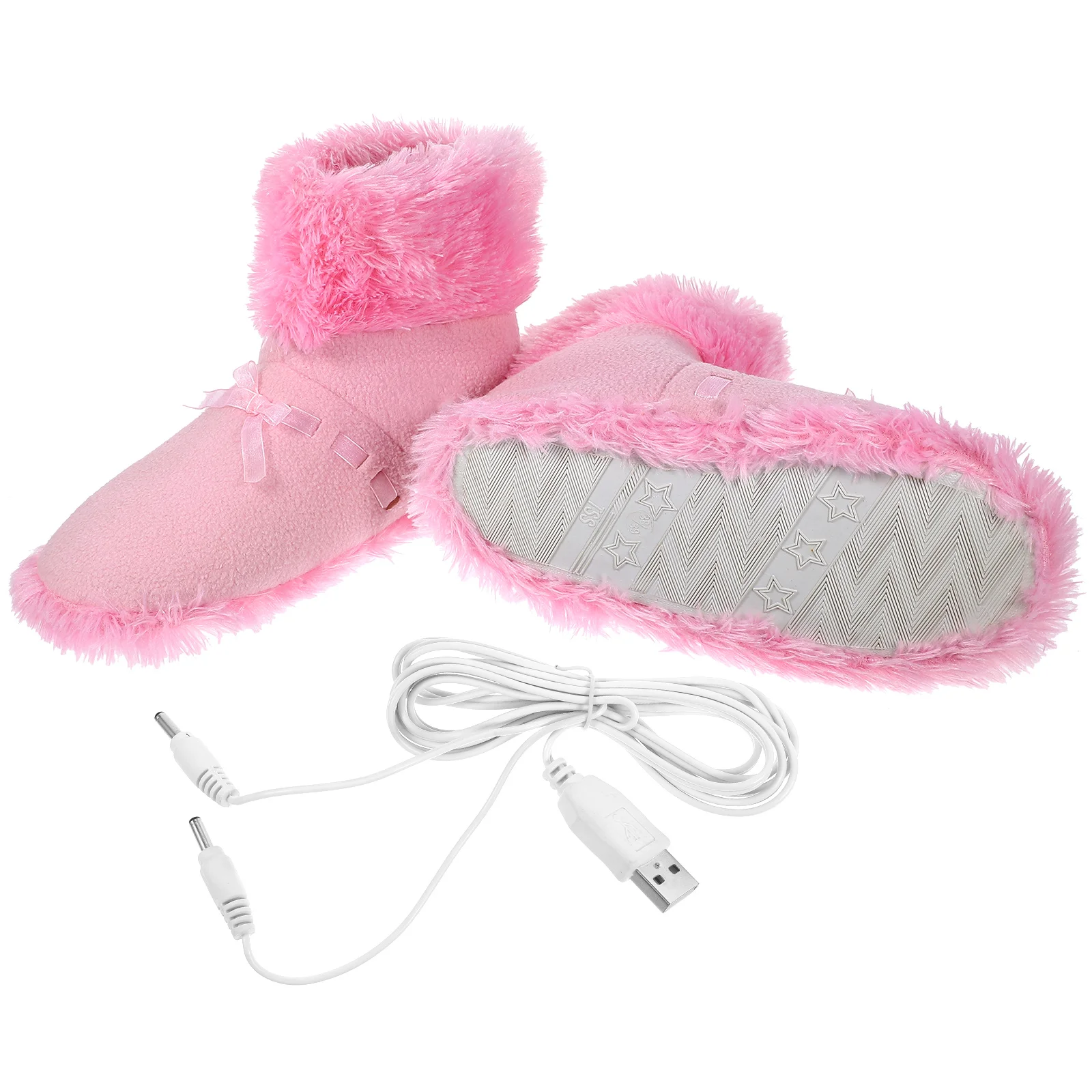 

USB Heating Shoes Electric Slippers Pink Winter Foot Warmer for Men Lightweight Comfortable Durable Home Office Travel Use