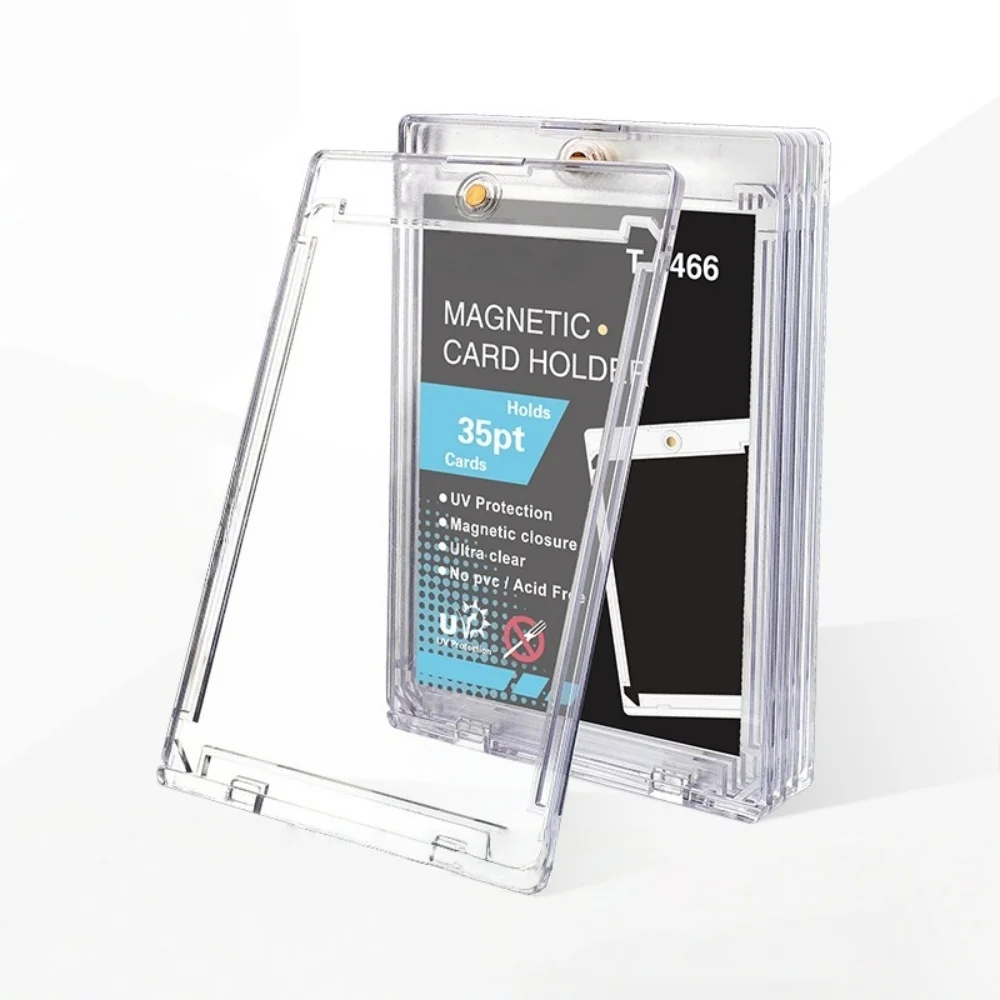 10 pçs titular de cartões magnéticos 35pt caixas de armazenamento de plástico duro resistente a uv suportes de cartão acrílico para coletores caixa de exibição