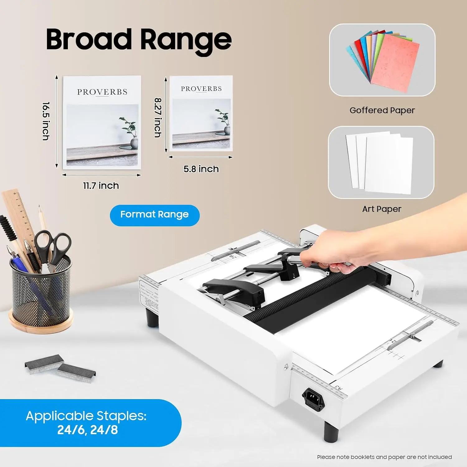 A3 Booklet Folding Binding Machine 110V 60W Booklet Maker 117x165 Inch Paper Folder 2 In 1 Multifunction Automatic Book Maker St