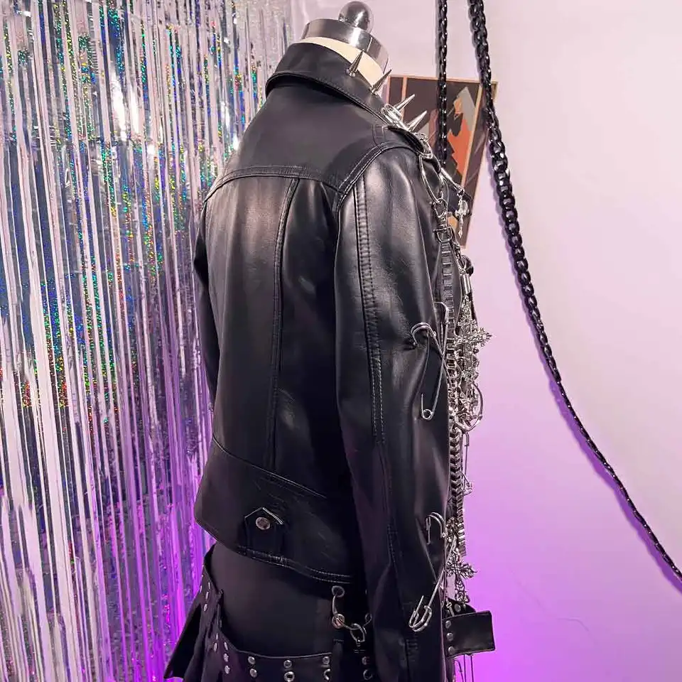 ジャケット・アウター 00s y2k grunge SCHLUSSEL Leather Jacket Amazon.com: Women's Y2K Grunge Leather Jacket Vintage Cyber Punk