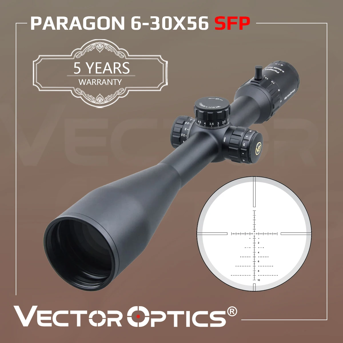 

Vector Optics Gen2 Paragon 6-30x56 Hunting Riflescope Tactical Optic Scope 1/10 MIL 90% Light Long Range Precise Shooting .338