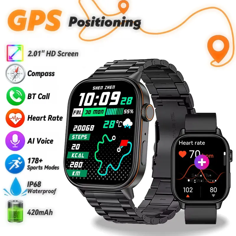 

GEJIAN 2025 New GPS SmartWatch Heart Rate Sleep Monitoring Sensor And Object 1165W Six Fold Joint Positioning BT Call Smartwatch