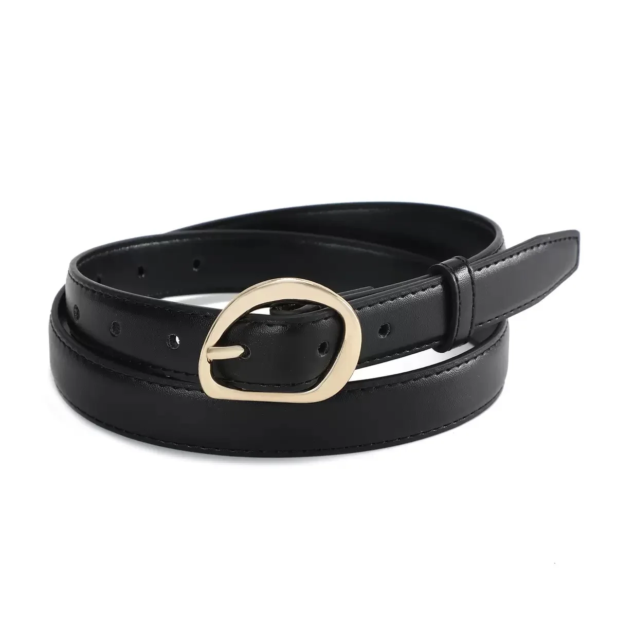 Luxuriöse PU-Ledergürtel für Damen, Modische Goldene Dornschließe, 2,3 cm Breiter Taillengürtel für Kleider & Jeans, Accessoires in Schwarz und Braun – Detail 3