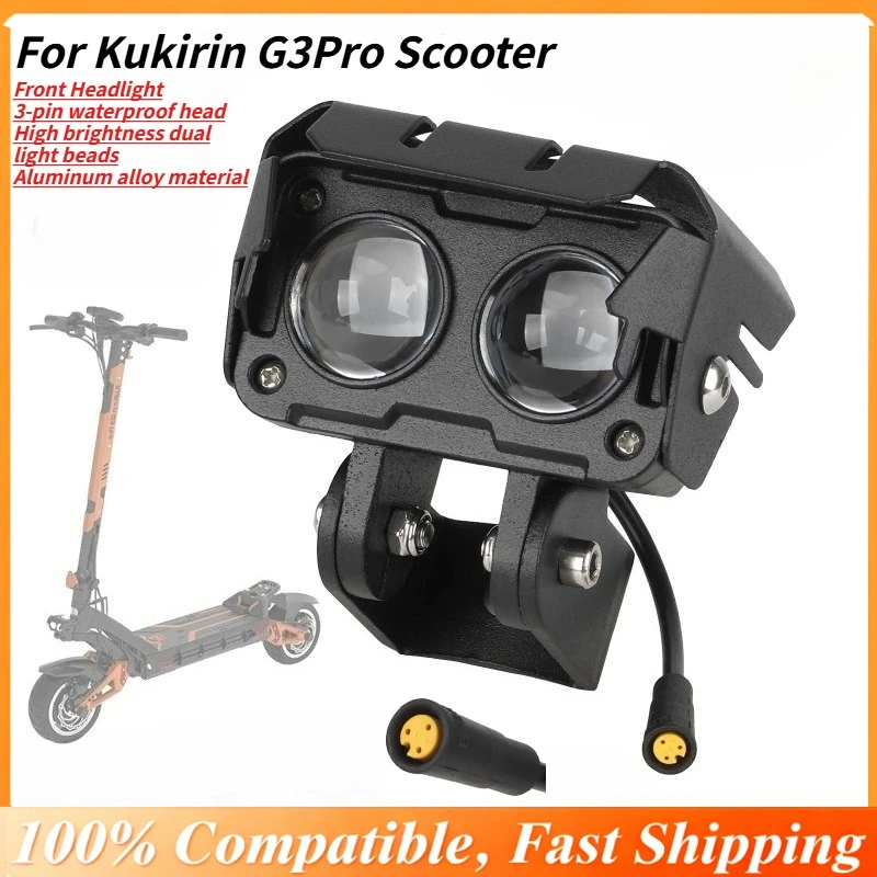 Hochheller Frontscheinwerfer für Kukirin G3Pro Scooter – leistungsstarker Strahl und Warnlicht, 3-polig, Scheinwerferlampen-Adapterkabel