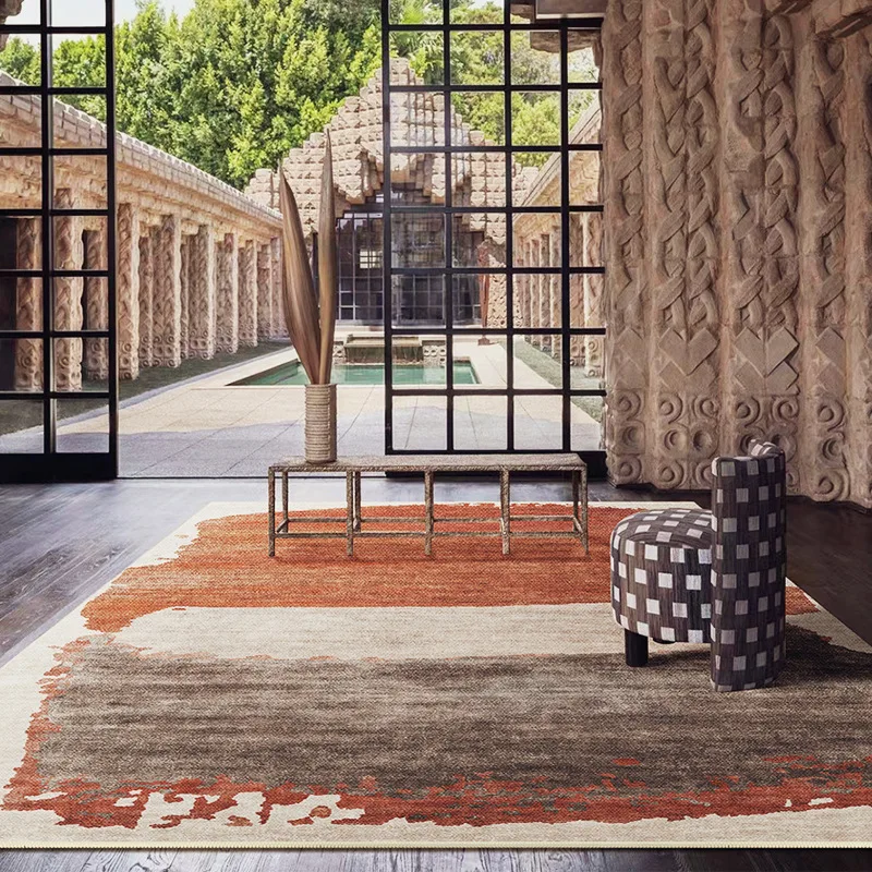 

Contrasting Colors Vintage Art Carpet Living Room Large Luxury Sofa Tea Table Mat Home Loop Velvet Bedroom Rug Non-slip Mat