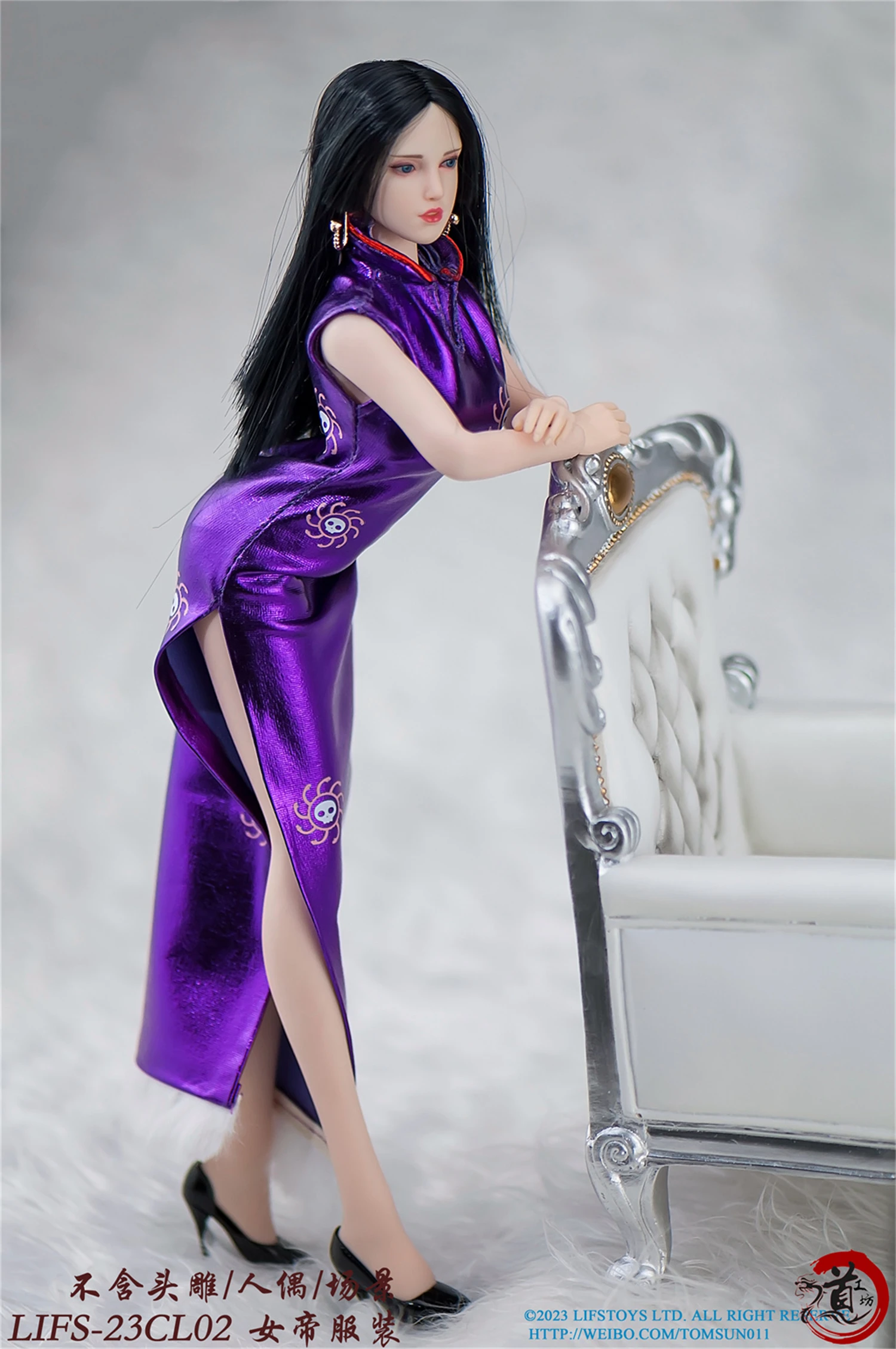 LIFS23CL02 1/6 Female Girl Purple Cheongsam Long Dress DIY 12'' Boa·Hancock Action Figure