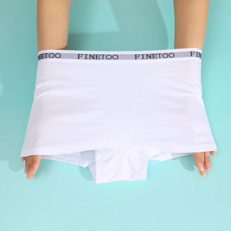 1Pcs Cotton Breathable Boyshort Underwear Women's Panties FINETOO Letter Waist Underpants Female Low Rise Safety Short Lingerie