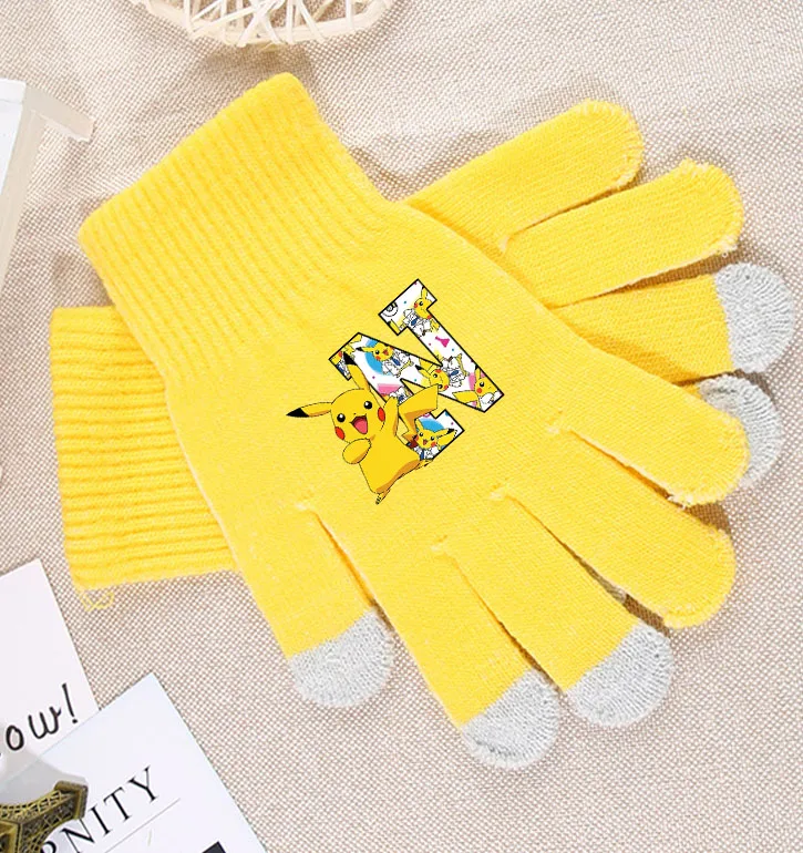 قفازات البوكيمون الشتوية الكرتونية الشكل الدافئة الناعمة أزياء لطيف الحرارية فنجر قفاز السفر ركوب المشي لمسافات طويلة الأصدقاء هدية عيد ميلاد