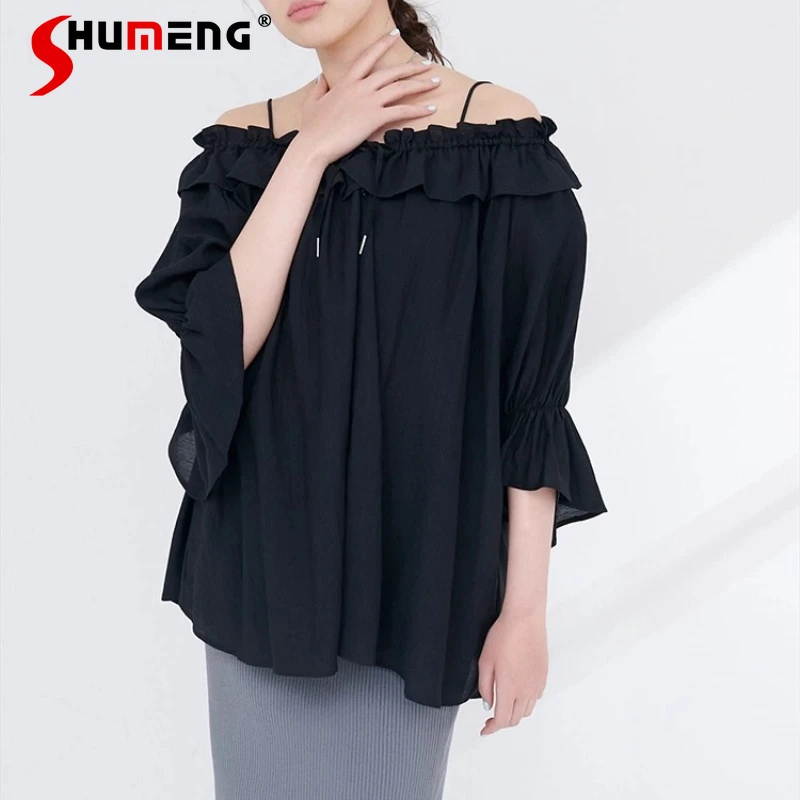 

Japanese Rojita Style Sweet Ruffle Collar Two-Way Candy Sleeves Loose Single-breasted Shirt Women's Blouse Four Colors Available