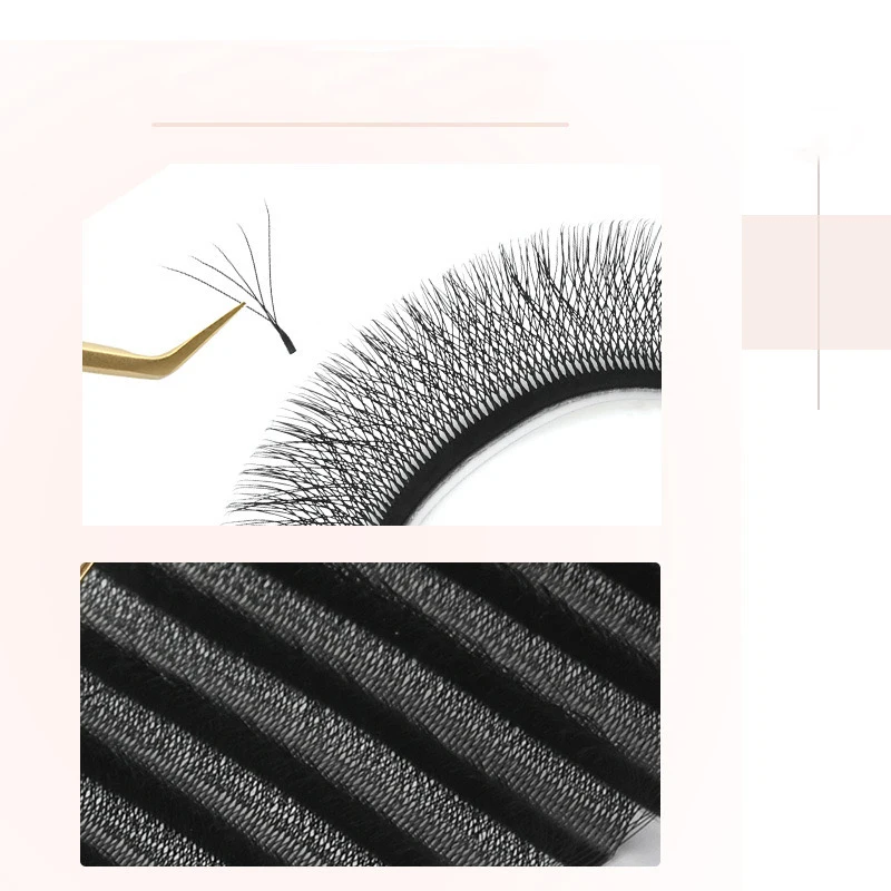 Faux-cils noirs en forme de 5D, naturels, doux, tissés à la main, individuels, préfabriqués, volume 5D W