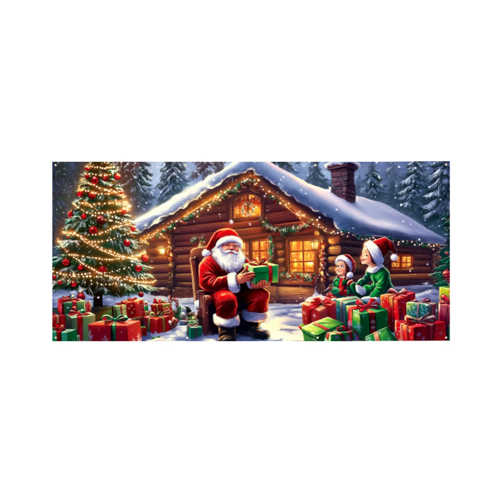 

Polyester Festive Holiday Christmas-themed Garage Door Decoration For Two-car Garages Festive Christmas
