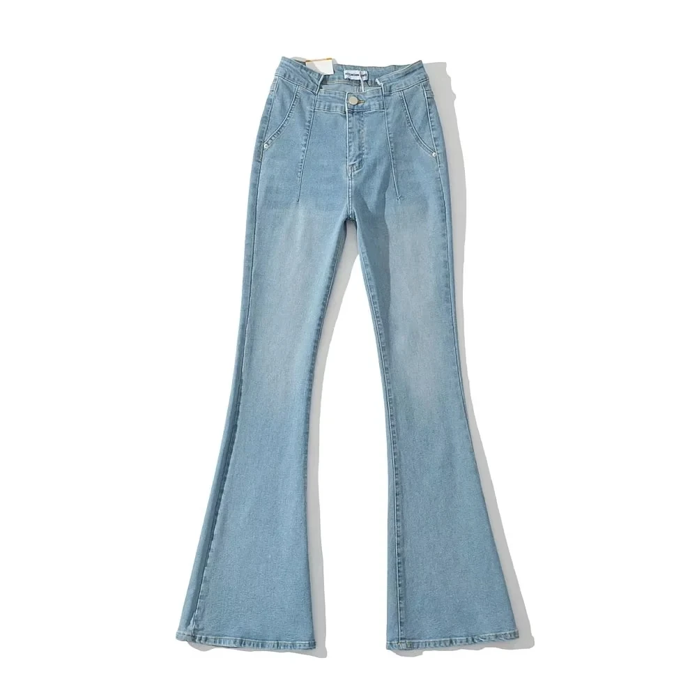 Jeans Bot a vita alta da donna Primavera Autunno Nuovi pantaloni con zoccolo europeo Sle Versatile lunghezza del pavimento dimagrante Micro...