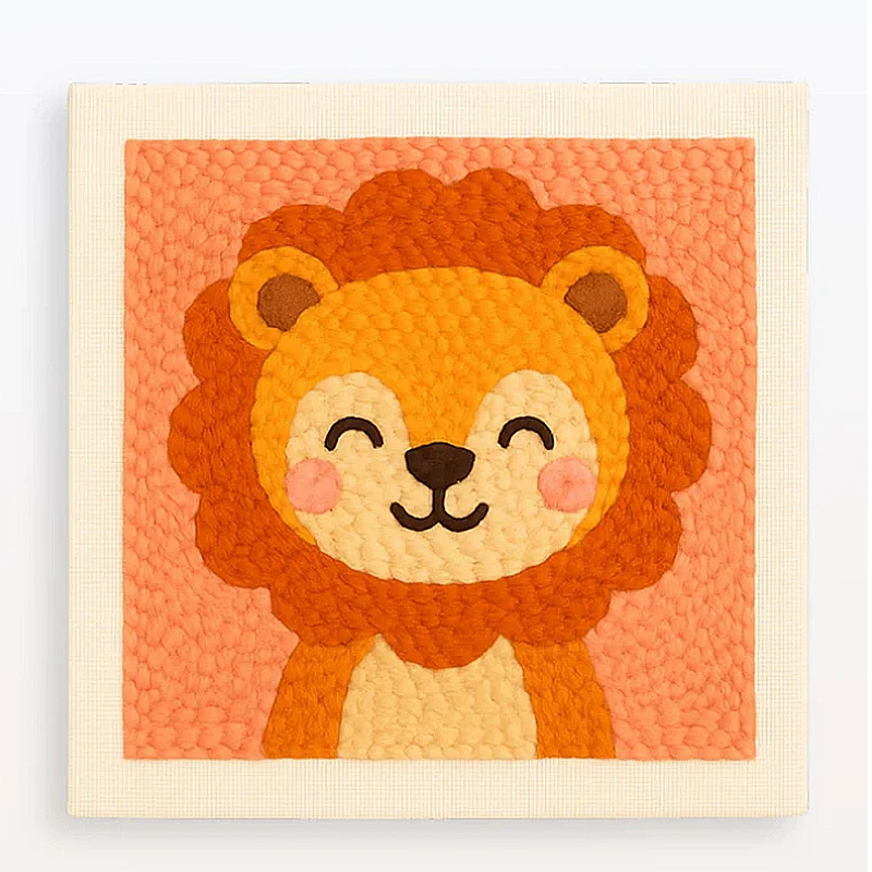 

Cartoon Cute Animals DIY Punch Needle Kit with Yarn Stamped Cloth Threader Tools Punch Needle Embroidery Kits Sewing Frame