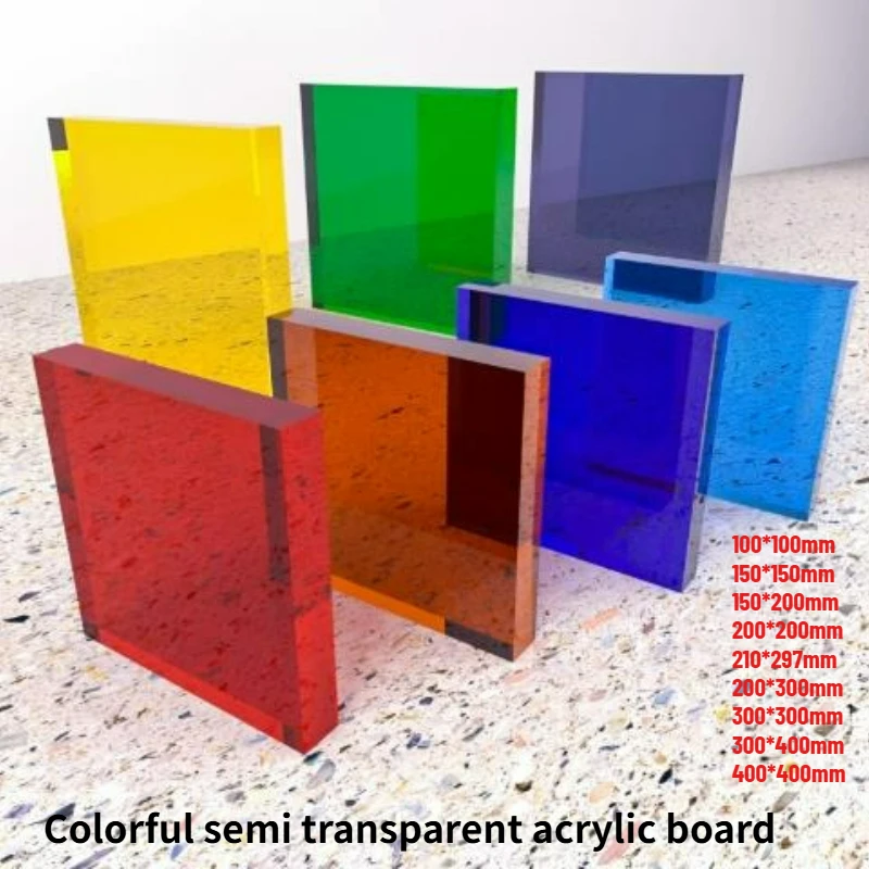 Thickness 3/5/8/10mm Colorful Translucent Acrylic Board Decoration for DIY/Display Projects 100x100mm-400x400mm