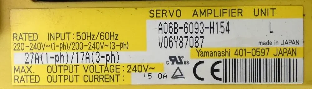 NUOVA unità servoamplificatore A06B-6093-H154 - utilizzata--