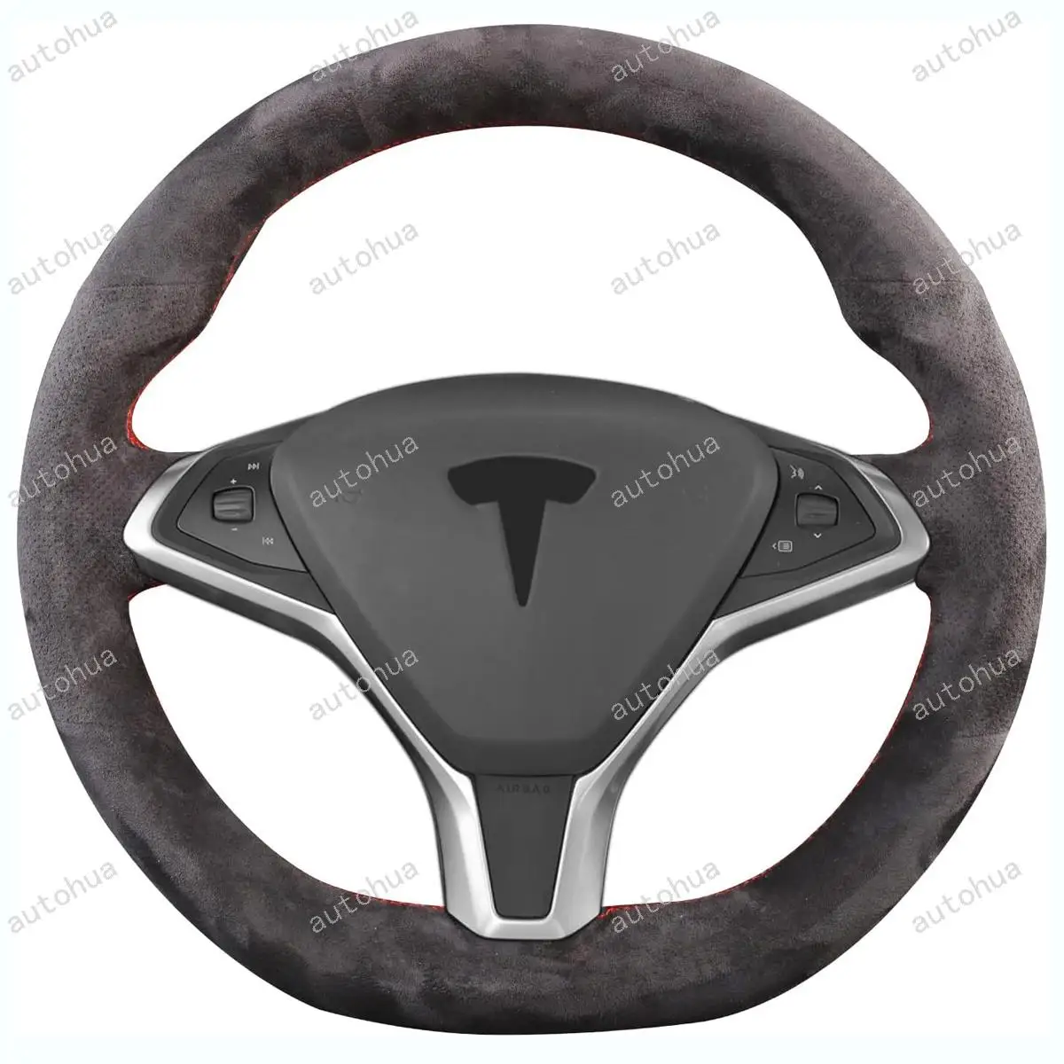 

Hand Stitch Suede Steering Wheel Cover for Tesla Model S 2012-2021/Model X 2016-2020 Non-Slip Breathable Suede DIY Hand Sewn
