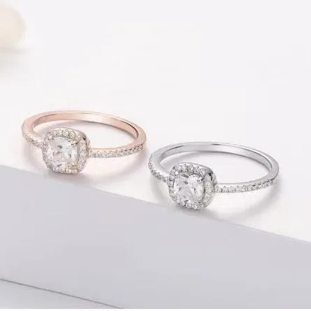 

Withered S925 Sterling Silver Sparkling Square Bag Women's Ring Fashionable And Versatile Elegant Party Jewelry Rings Women's