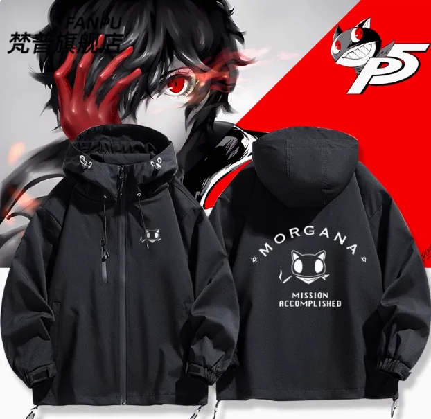 Anime Persona 5 Amamiya Ren Morgana Windbreaker Jacket Hoodie Cosplay Autumn Winter Men Women Coat Loose Tops