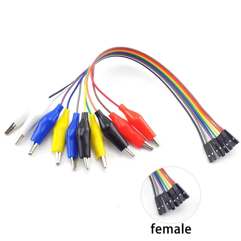 20cm 30cm 10pin Double-end Alligator Clips jump Wire Male Female Crocodile Clip Test Lead Jumper Wire Line Cable DIY Connection