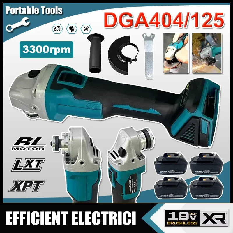 

DGA404 125/100mm Brushless Lithium Electric Angle Grinder Cutting Machine High Power Polishing Machine For Makita 18V Battery