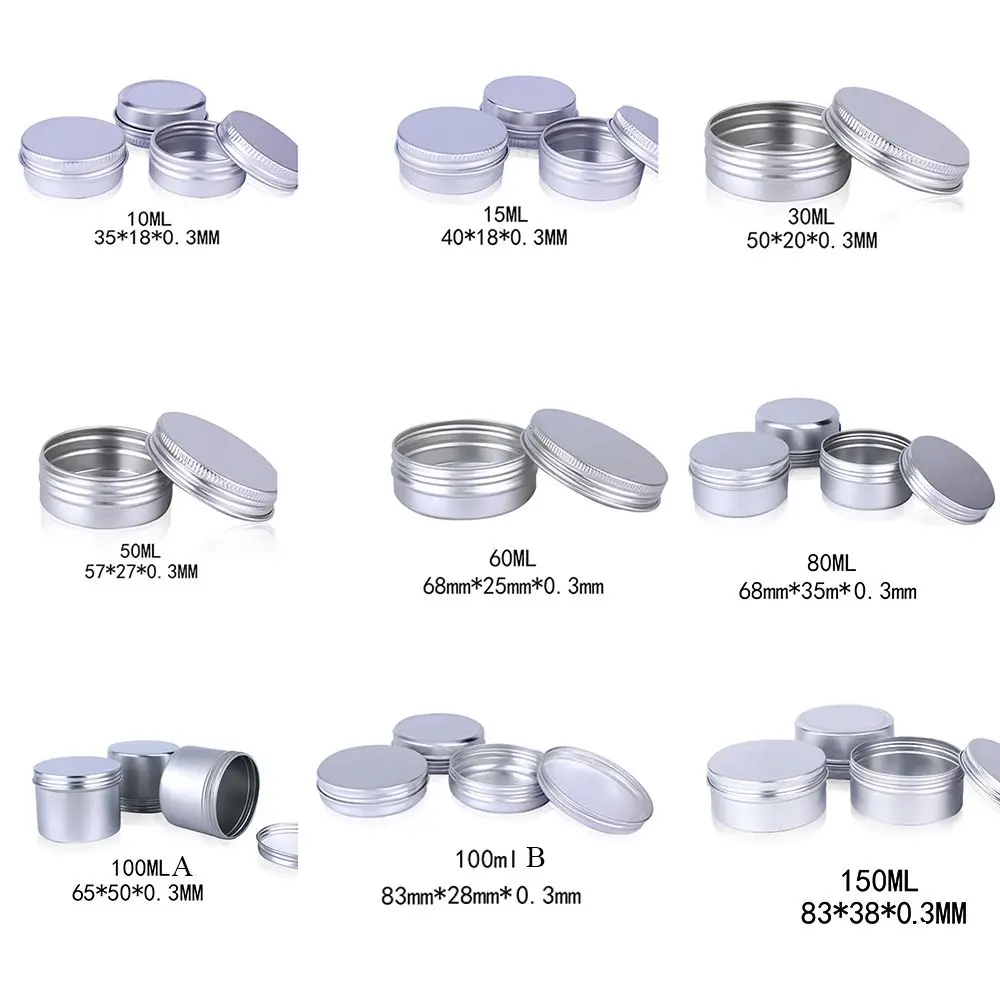 10-150 مللي متر قابلة لإعادة الاستخدام مستديرة فارغة الألومنيوم زجاجات التجميل القصدير وعاء بلسم الشفاه جرة الحاويات النفط الشمع مخزن للمكياج تخزين المنزل #5