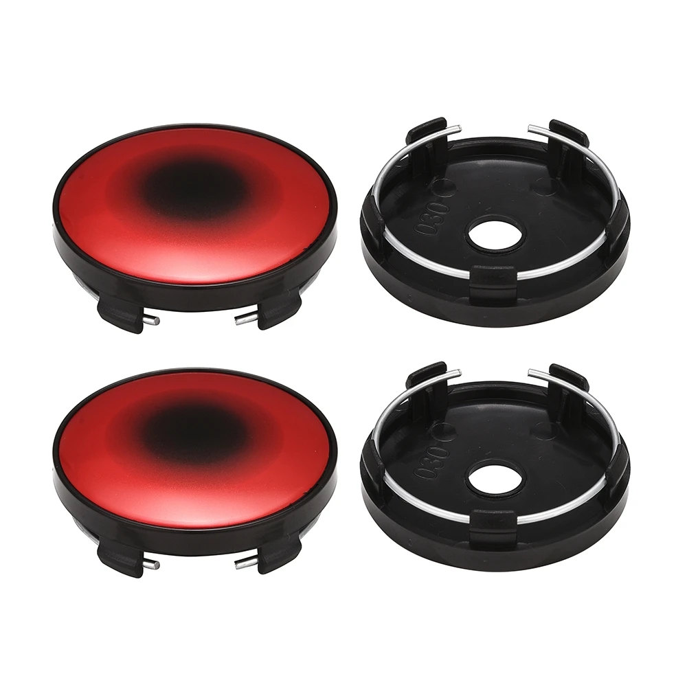 4pcs Red 60mm Dia 5 Clips Wheel Tyre Center Hub Caps Cover for Auto Vehicle