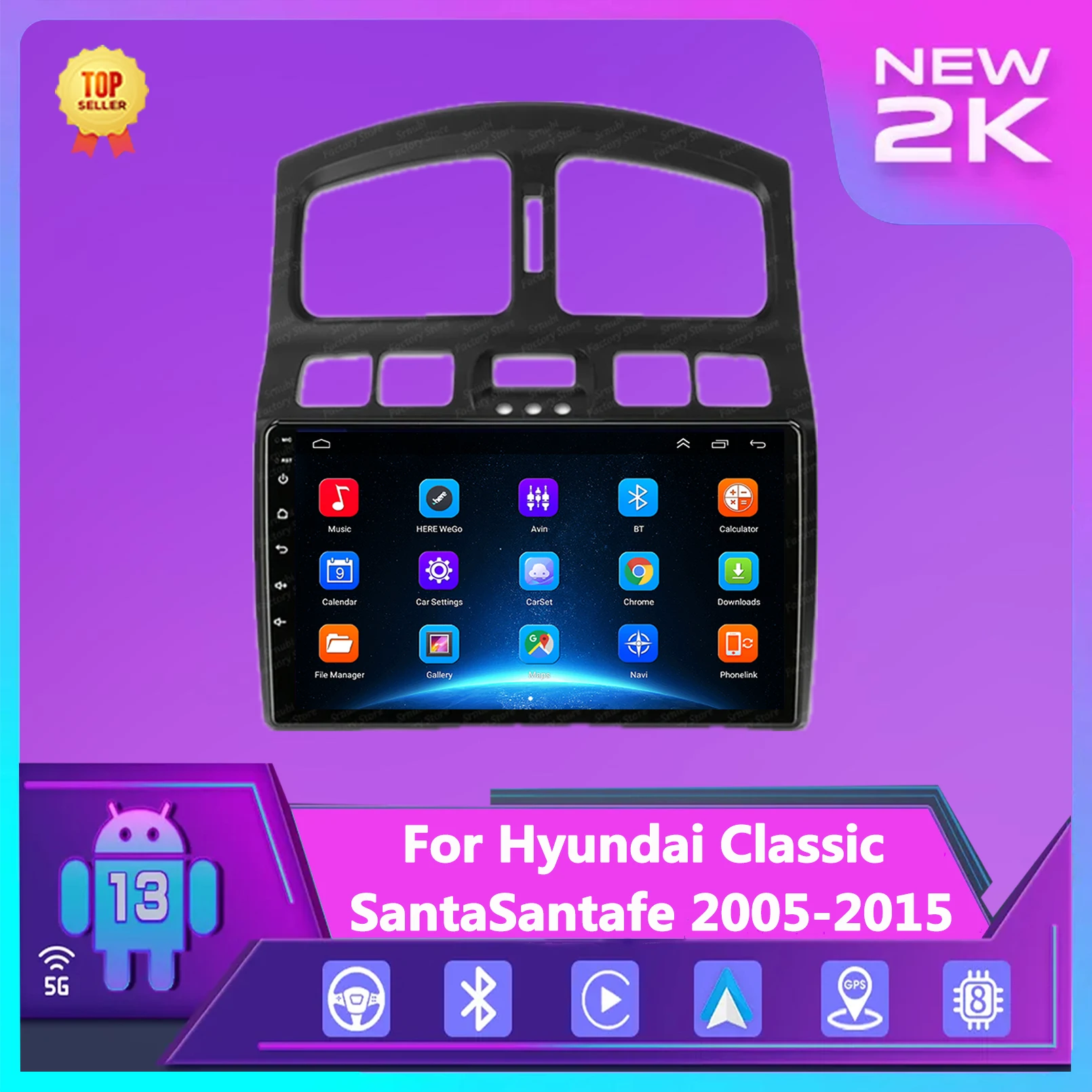 

Автомобильный радиоприемник Android 13 Carplay, радио для Hyundai Classic Santa Fe 2005 2006-2015, автомобильный GPS-навигатор, мультимедийный плеер, автомобильное аудио