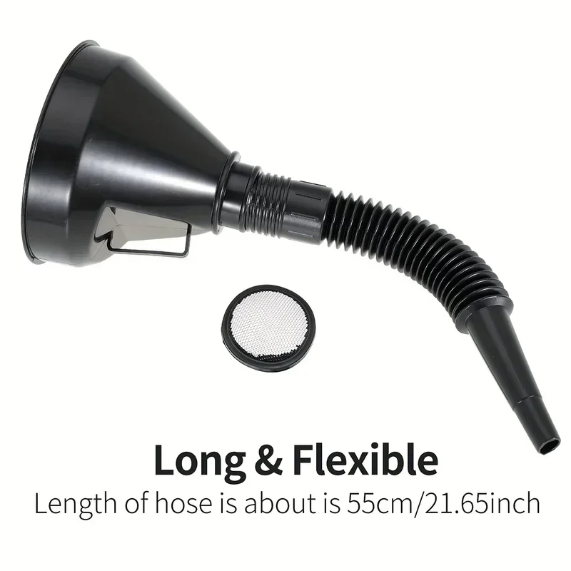 1 Pc Multi Functional Flexible Automotive Fuel Funnel: Spill-Proof Refueling & Oil Changing Tool with Wide Mouth & Handle