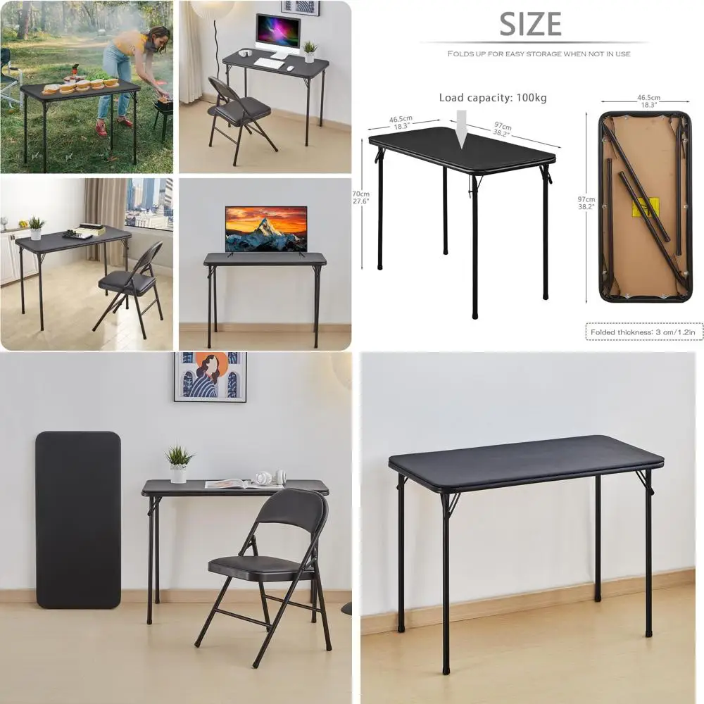 

Portable Vinyl-Top Steel Desk, Compact and Lightweight, Ideal for Dining, Writing, or Craft Projects - No Assembly Needed