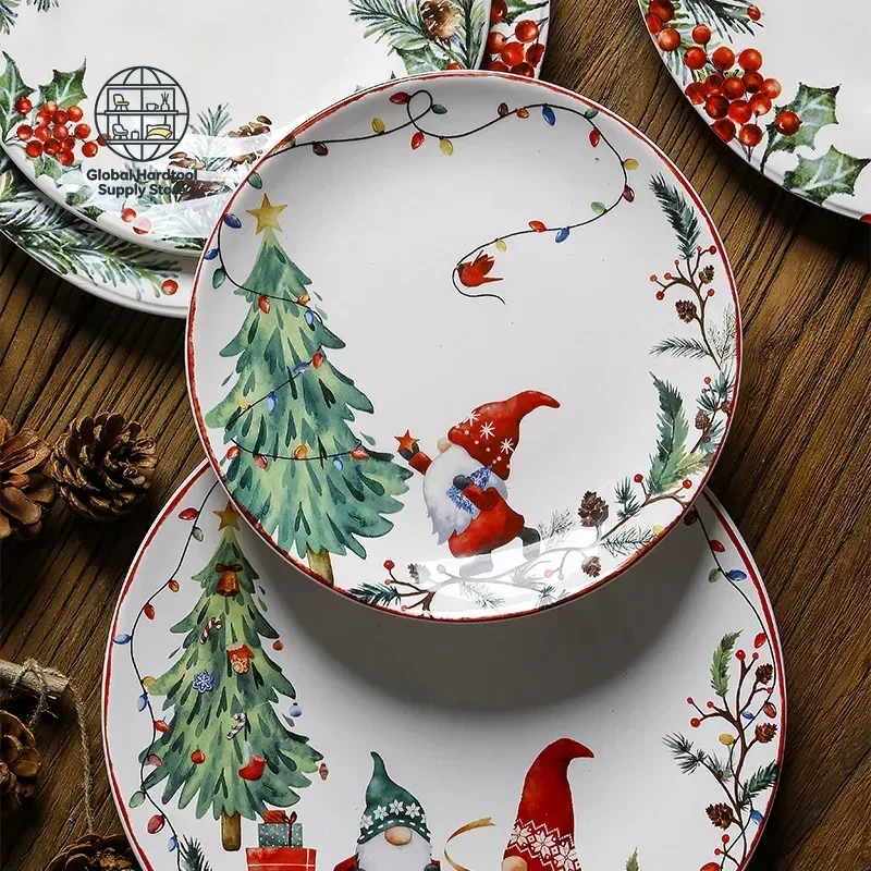 Christmas Goblin Ceramic Dinner Plate Santa Claus Steak Dessert Plates Spaghetti Salad Plate Home Decoration Dinnerware