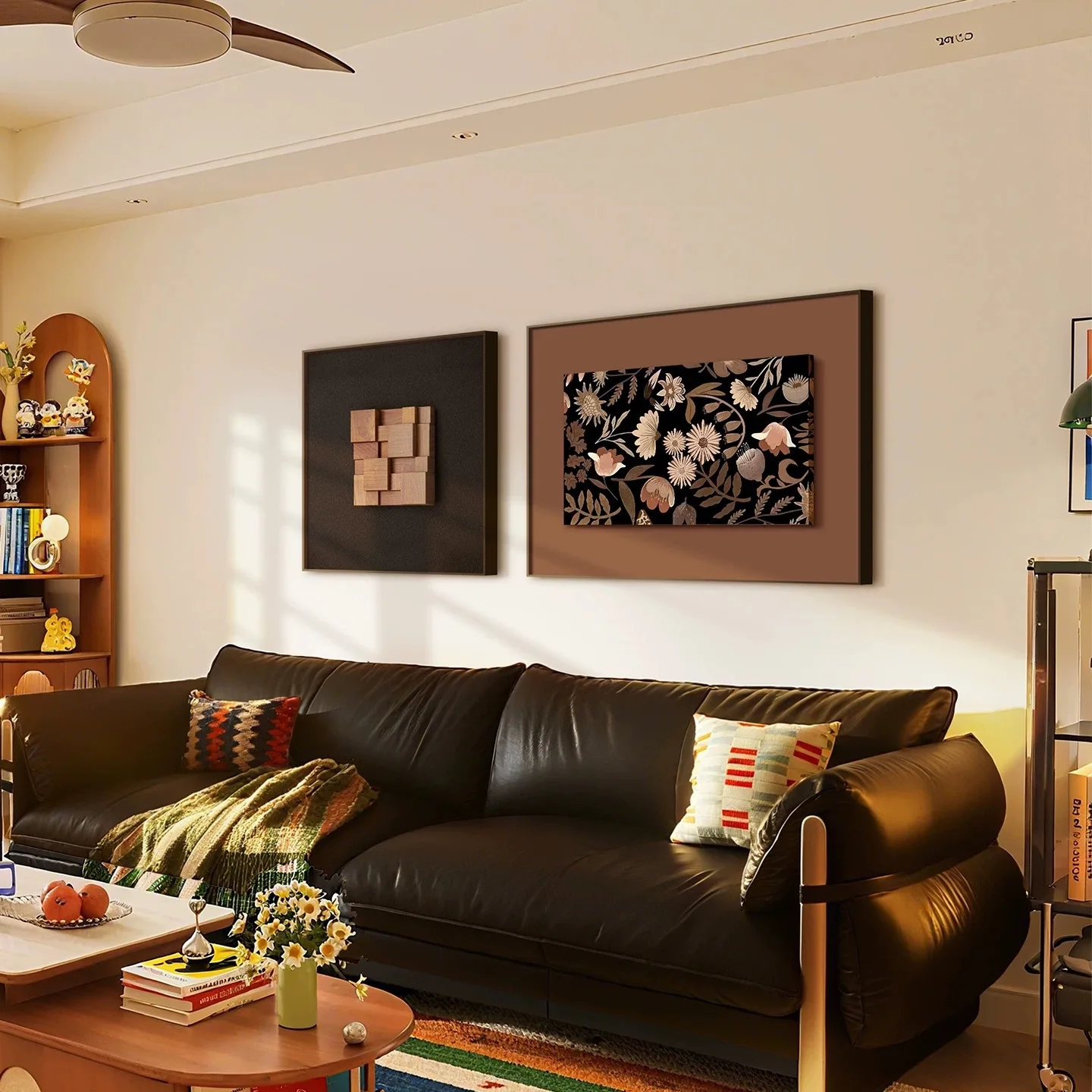 French entrance decoration painting hanging painting living room high-end medieval style walnut hand-painted sandstone painting