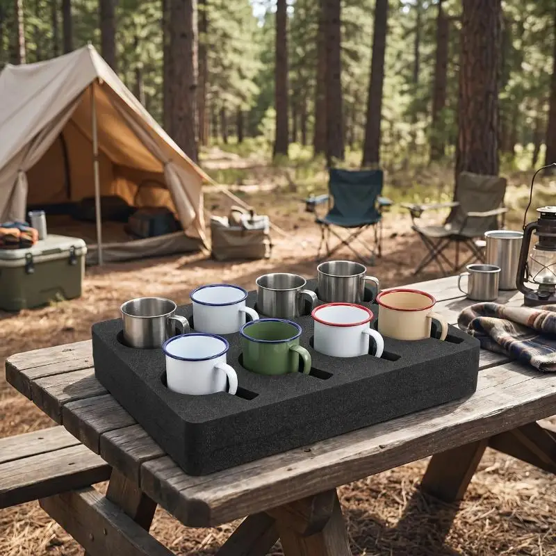 RV Cup Holder 8/13 Slot Foam Space Saving Rack Non-Slip Drink Mug Storage Organizer for Caravan Camping Trips view 2