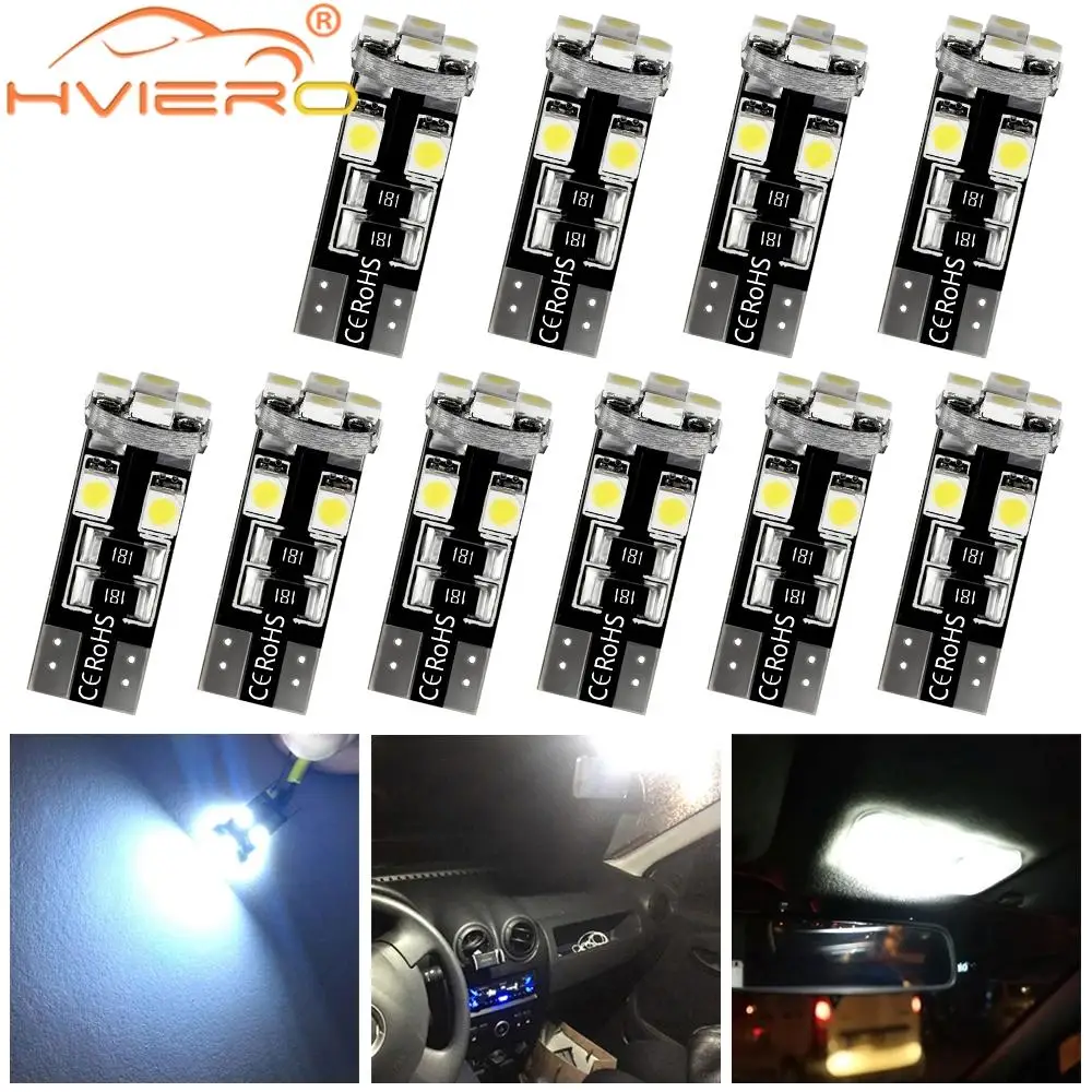 10X Car Backup Lights Parking Lamp Led Canbus Xenon White T10 194 W5W Turn Signal No Error Free Interior Reading Light Tail Bulb