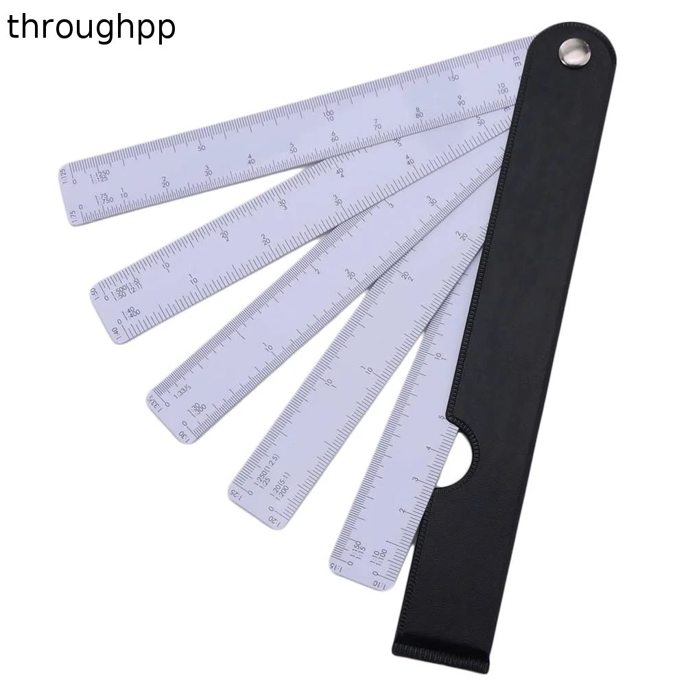5 Blades Fan Shape Scale Ruler Multifunctional Multiscale Foldable Rulers 5 Sizes Educational Scale Ruler Stationery