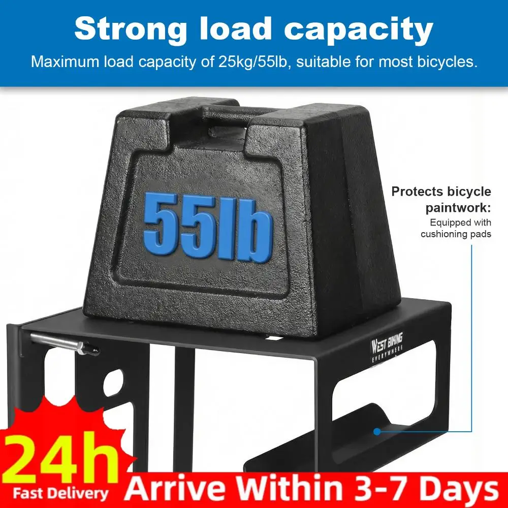 

Bike Wall Mount Hanger with Shelf and Hooks Space Saving Horizontal Bicycle Rack Can Hold Up To 55 Lbs for Garage & Indoor