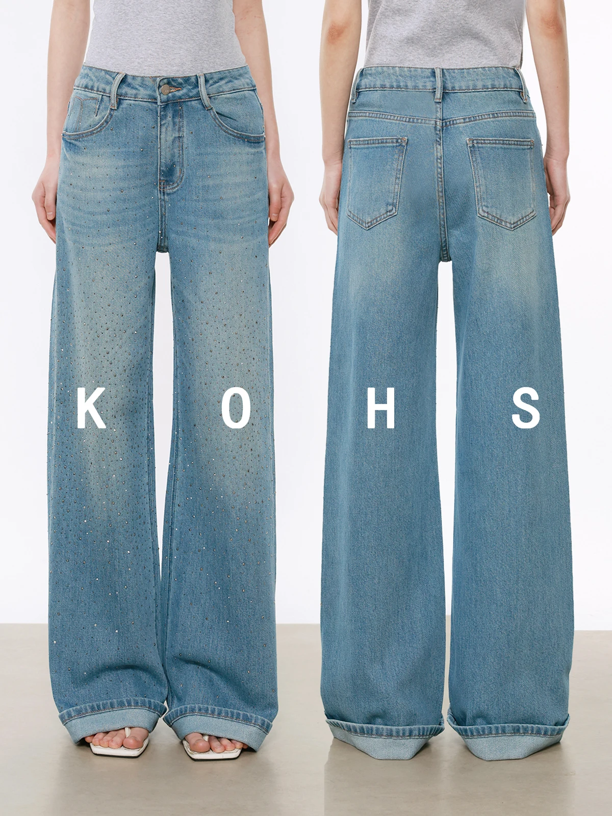 

Женские хлопковые джинсы Koish Heavy Duty с 3D-дизайном из страз, высокой талией и прямыми штанинами, на молнии, весна-осень