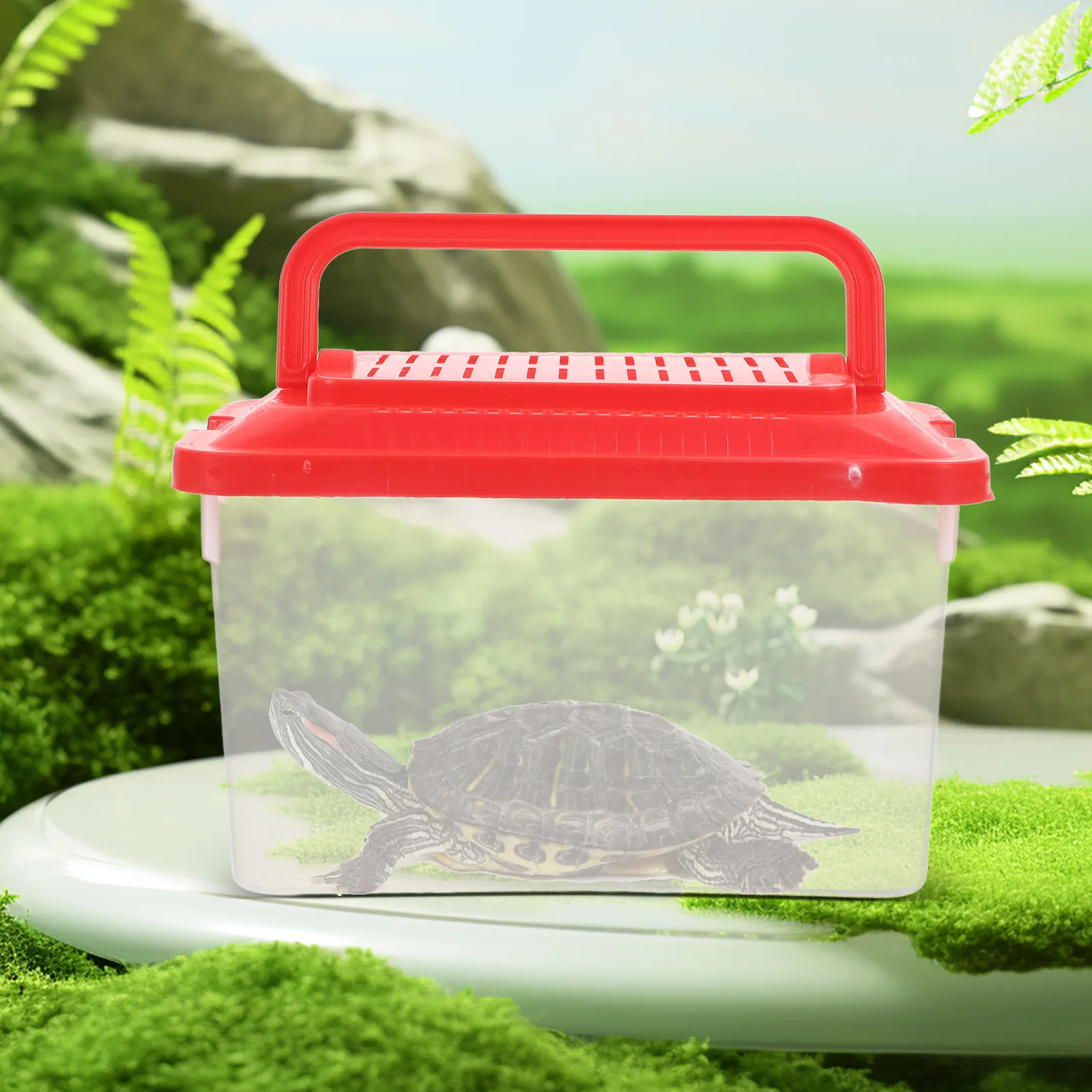 

Portable Fish Tank Box Clear Turtle Habitat Container for Betta Goldfish Desk Pet Aquatic Travel Cage Plastic Bowl Mini Aquarium