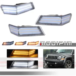 Indicatore di direzione angolare per paraurti anteriore per auto a LED ambrato dinamico bicolore con DRL bianco allo xeno/luci di parcheggio per Jeep Patriot 2007-2017