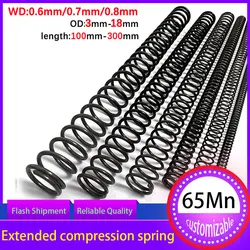 2PCS Spring Steel Pressure Spring Return Spring Wire Diameter 0.6mm0.7mm0.8mm Outer Diameter 3mm-18mm Long Spring100mm-300mm