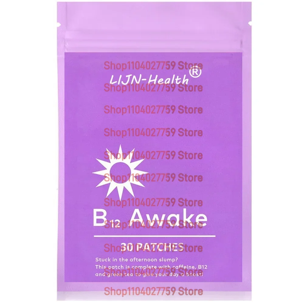 B12 Awake Transdermal Patches with Plant-Based Ingredients, Infused with Caffeine, B12, and Green Tea Extract 30 Patches