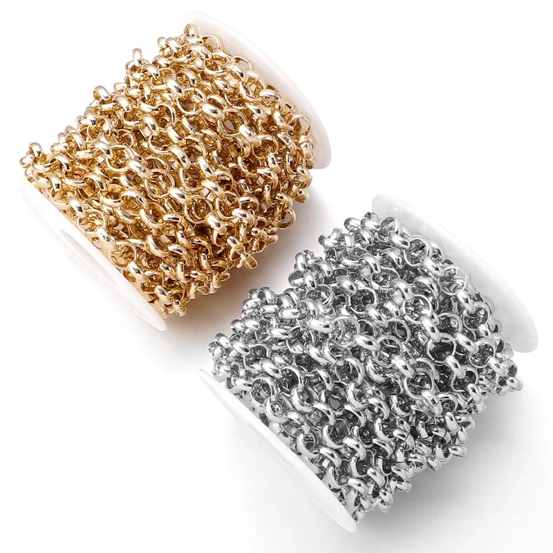 

5Yards/Roll Metal Aluminum Necklace Chain 5/6/8/10/12mm Jewelry Bulk Chain Rhodium/KC Gold For Jewelry Making Findings