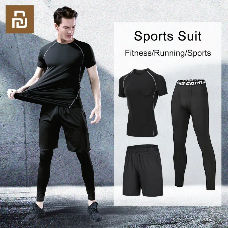 Youpin Men's Tracksuit Gym Fitness Compression Sports Suit Clothes Running Jogging Sport Wear Exercise Tights Quick-drying Suit