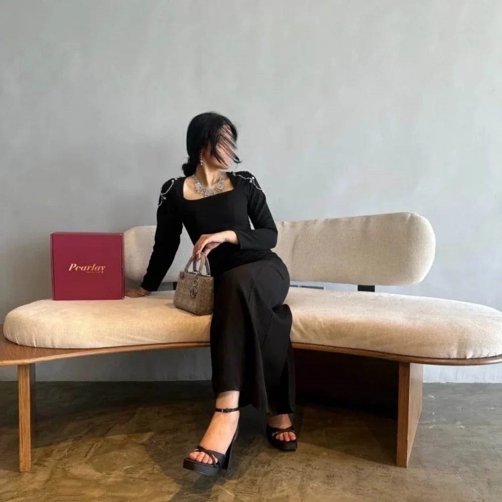 

Изысканное вечернее платье из атласа с бисером, для выпускного вечера, с драпировкой, для торжественных мероприятий, с блестящим квадратным вырезом, для вечеринок, нарядное платье, роба для соррье