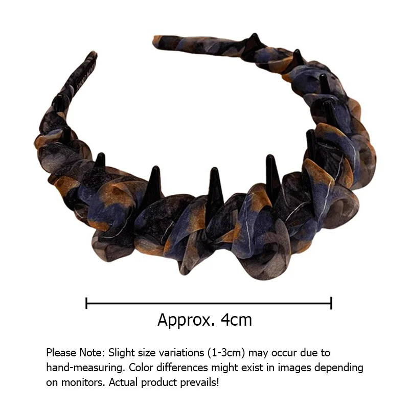 【A-Beautiful 】Iridescent Gradient Ruffled Mesh Wave Headband - Ethereal Summer Hairband With Anti-Slip Teeth & High Crown Effect