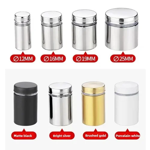 4 Uds 12/16/19/25 marco de imagen acrílico señal de vidrio soporte de montaje en pared de uñas soporte de separación de acero inoxidable tornillo de fijación publicitario